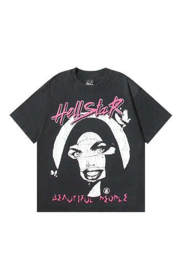 Dark style: Women's printed black shirt